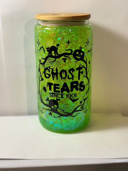 Halloween ghost tear snow globe tumbler