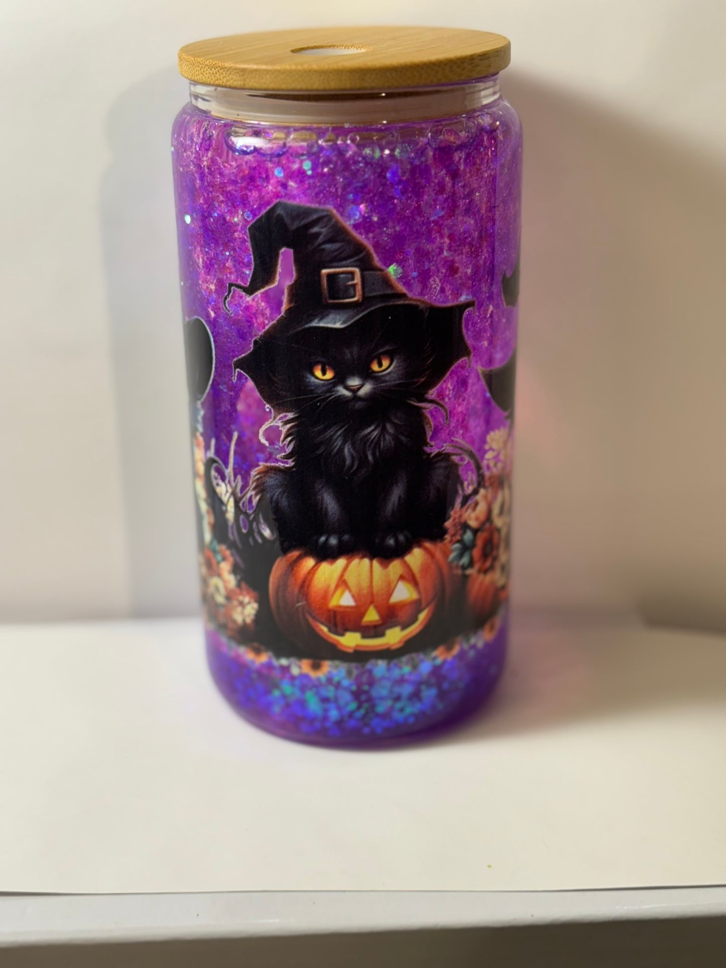 Halloween witch cat tumbler